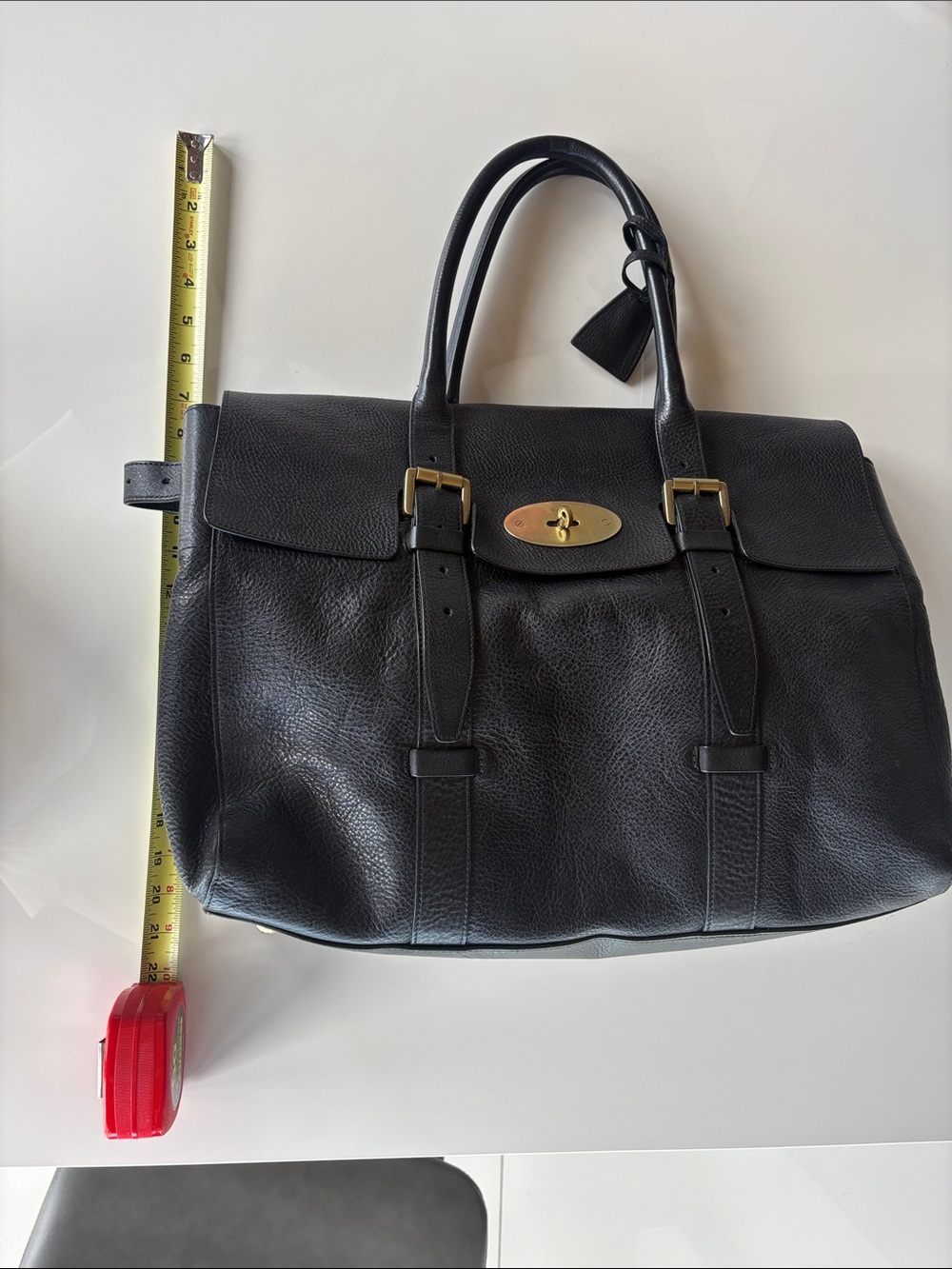 Men's Mulberry Black Pebbled Leather Holdall with Gold Hardware - Picture 6 of 11